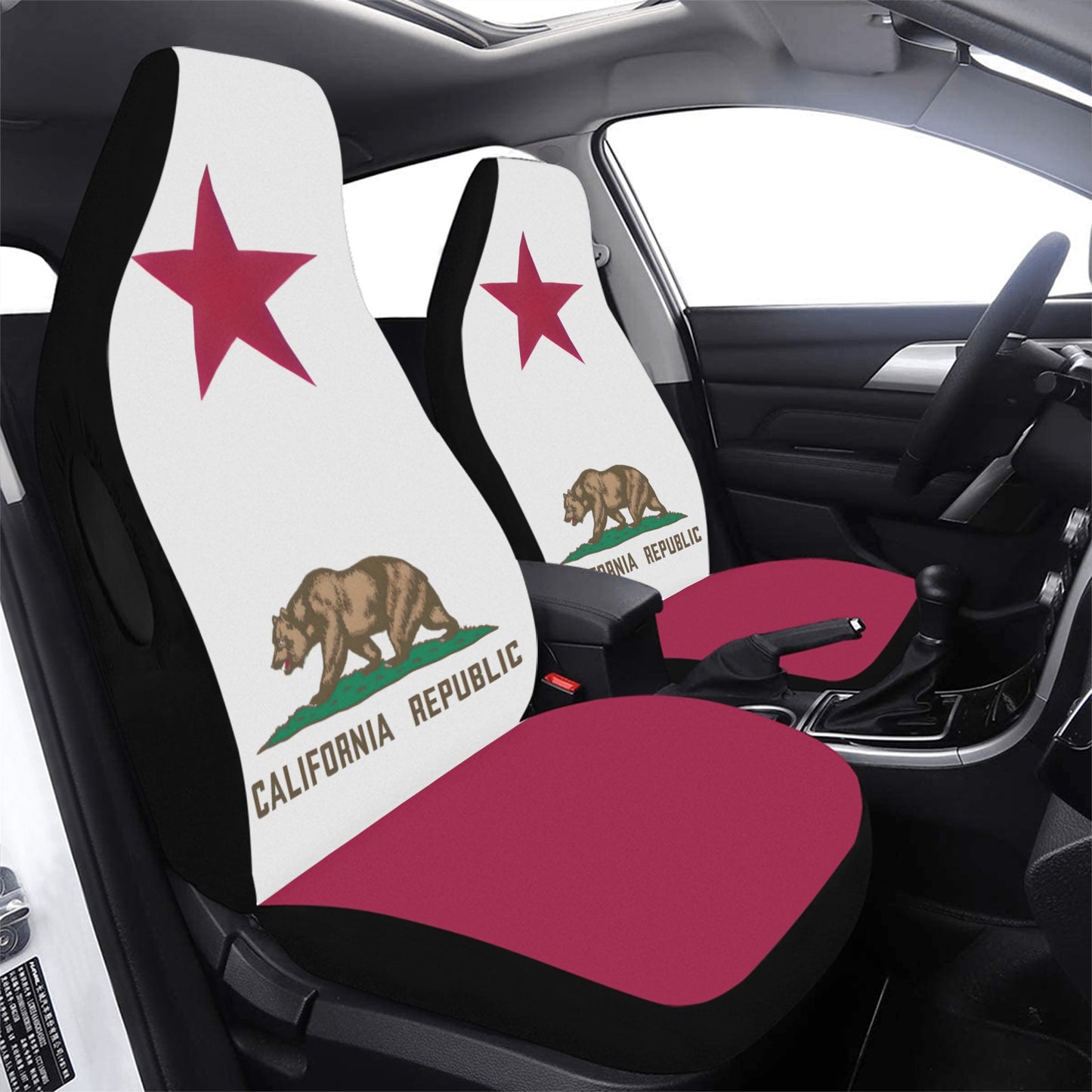 California Flag Car Seat Cover Airbag Compatible(Set of 2)