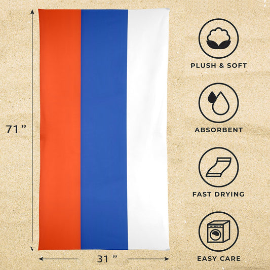 Russia Flag Inspired Beach Towel 31"x71" (Made in USA)
