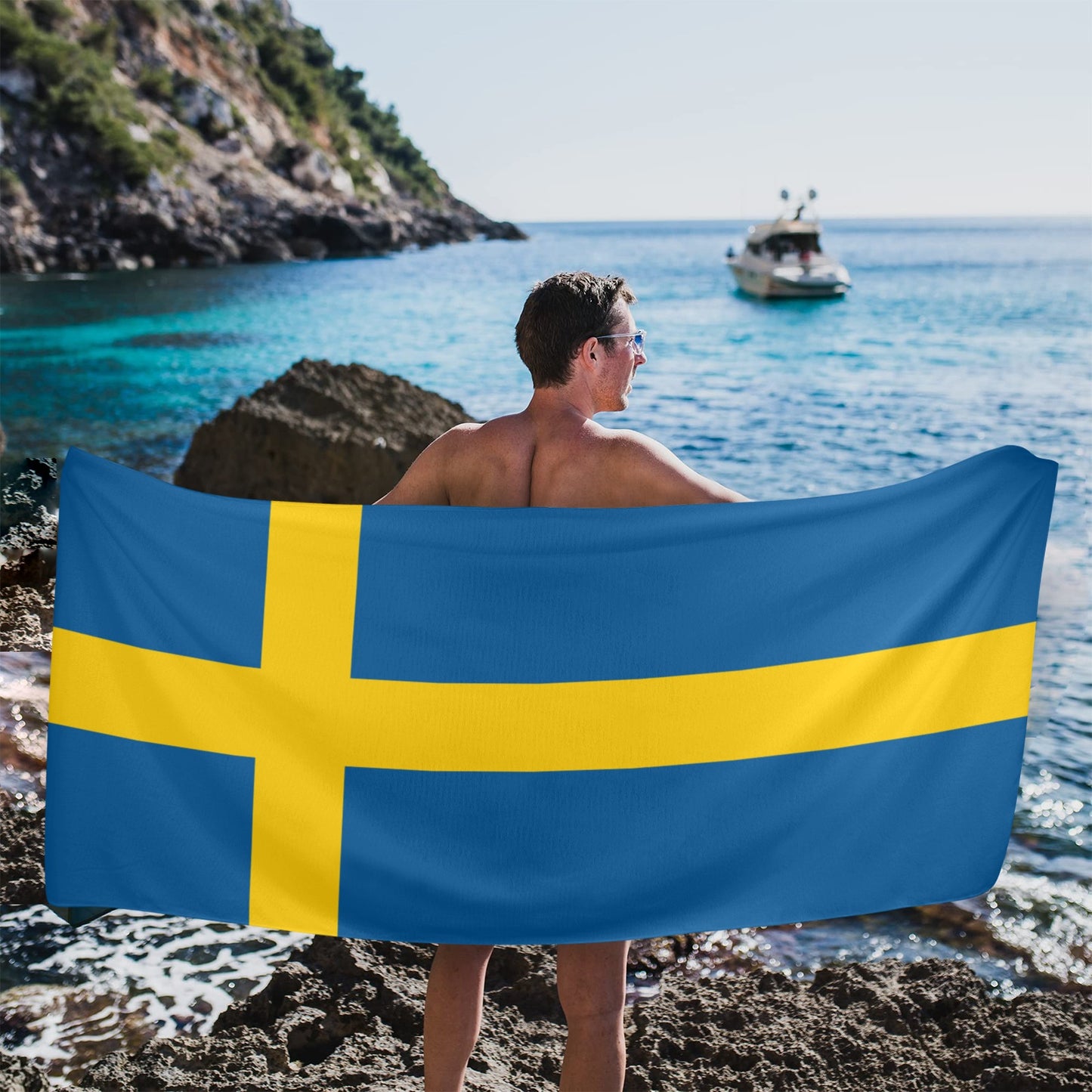 Sweden Flag Beach Towel 31"x71" (Made in USA)