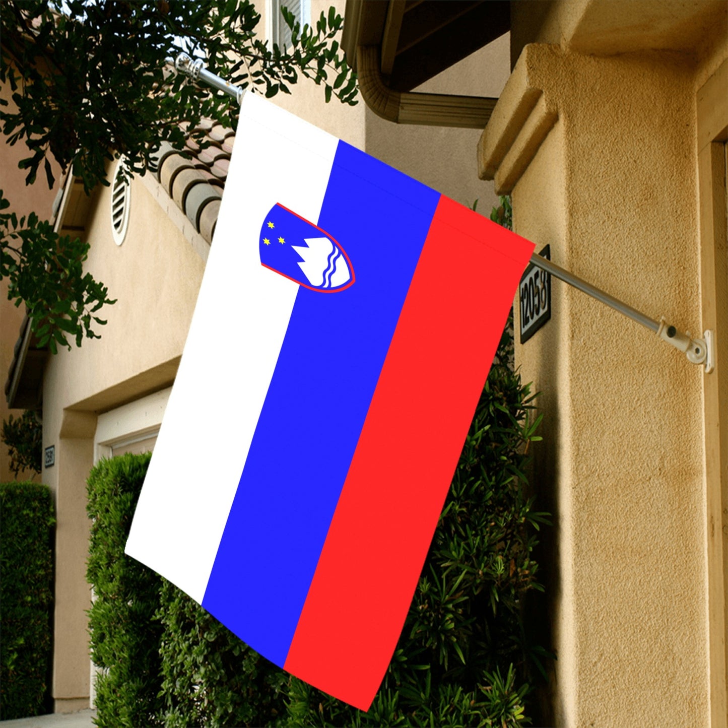 House displaying Slovenia flag from Luv My Flag brand.