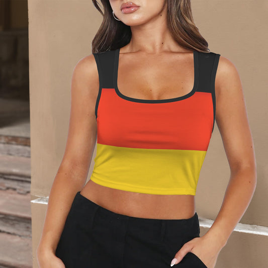 Germany Flag Inspired Square Neck Crop Tank Tops
