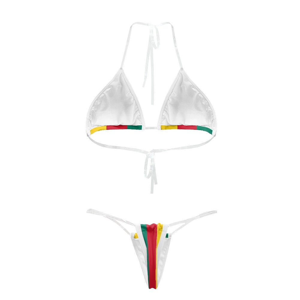 Cameroon Flag Inspired Transparent String Bikini