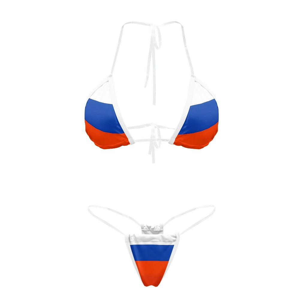 Russia Flag Inspired Transparent String Thong Bikini (style-2)