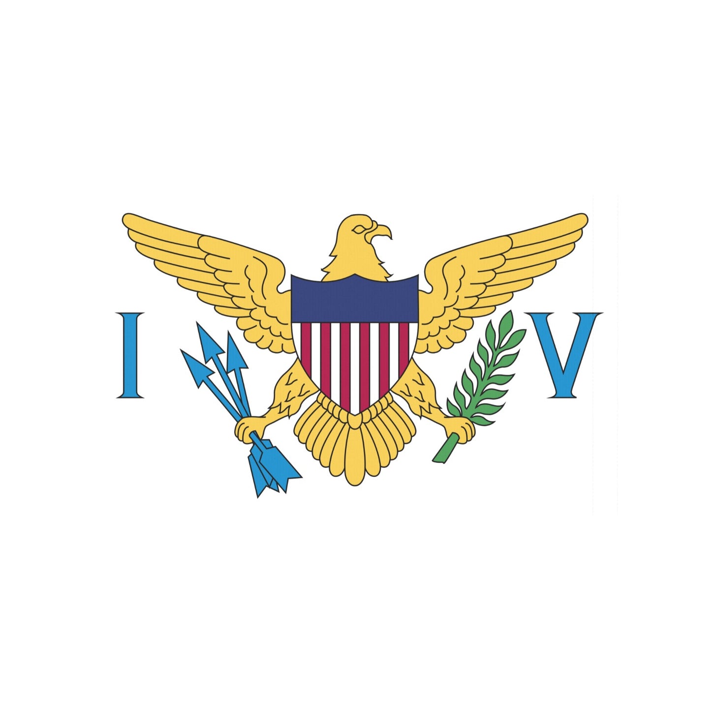 Golden eagle emblem holding arrows and olive branch, Luv My Flag.