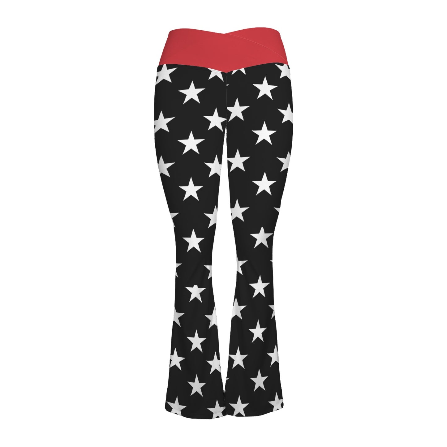 Thin Red Line Flag Inspired Women's V-Crossover High Waisted Flare Leggings