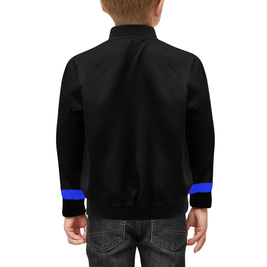 Thin Blue Line Flag Inspired Kids' Bomber Jacket with Pockets
