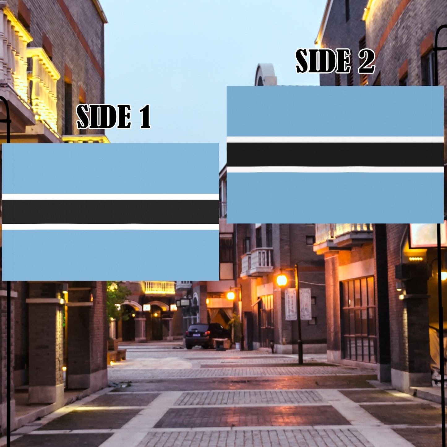 Street scene with Botswana flag by Luv My Flag.