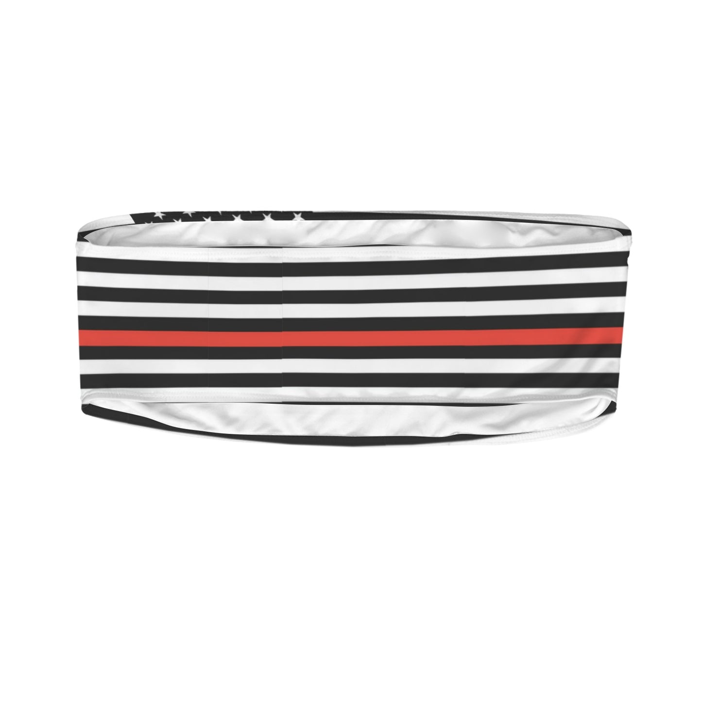 Thin Red Line Flag Inspired Bandeau Tube Bikini Top