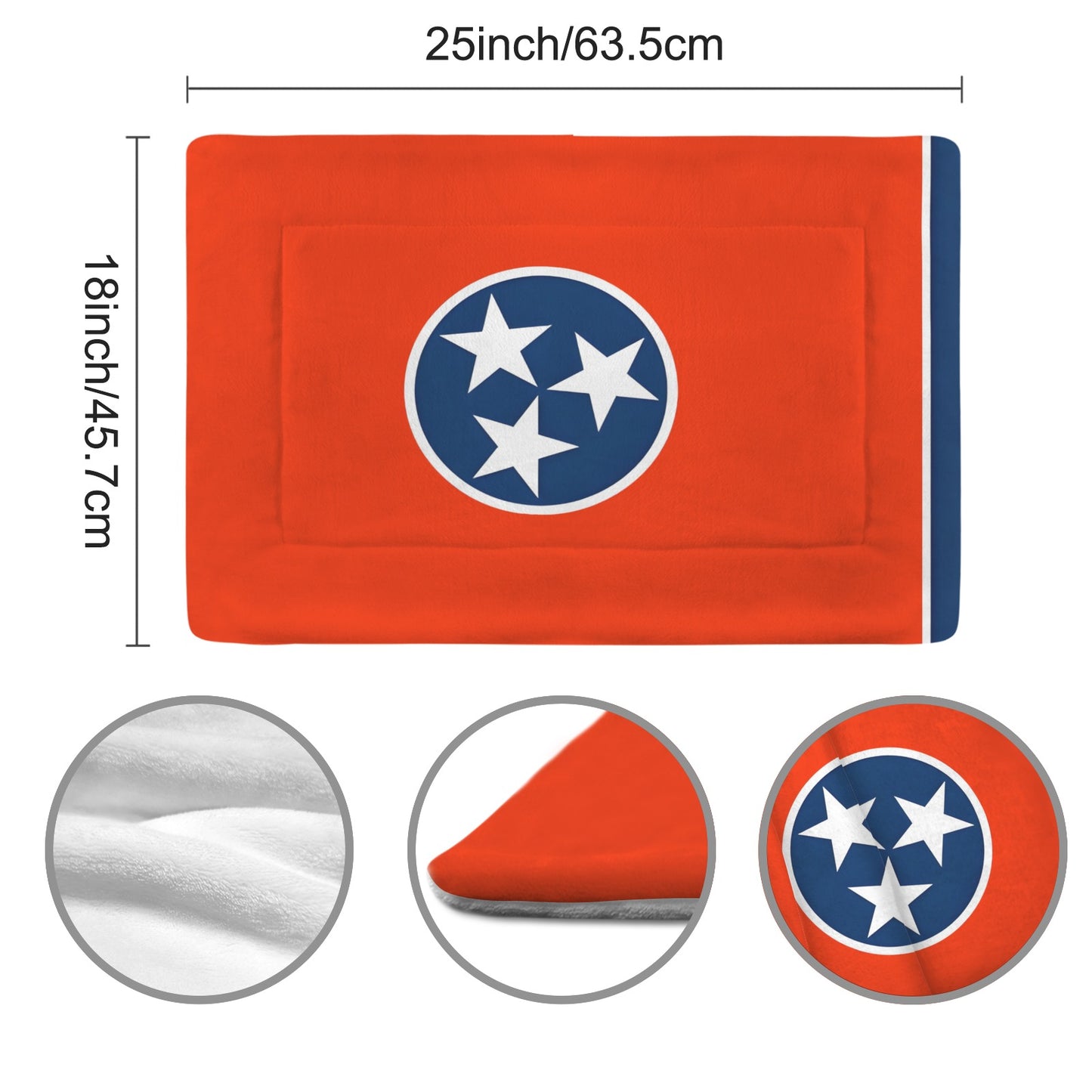 Tennessee Flag Inspired Pet Mat 25x18inch (Made in the USA)