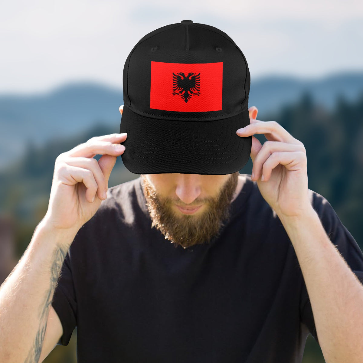 Albania Flag Inspired Baseball Cap | Printed in the USA