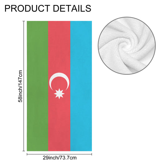 Azerbaijan Flag Inspired Custom Bath Towel 29"x58"(Made in USA)