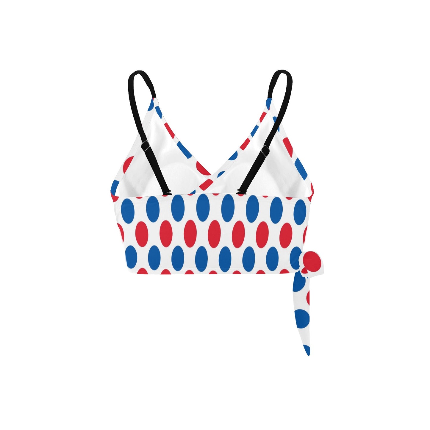 USA/American Flag Inspired Polka Dot Pattern Knot Side Bikini Top