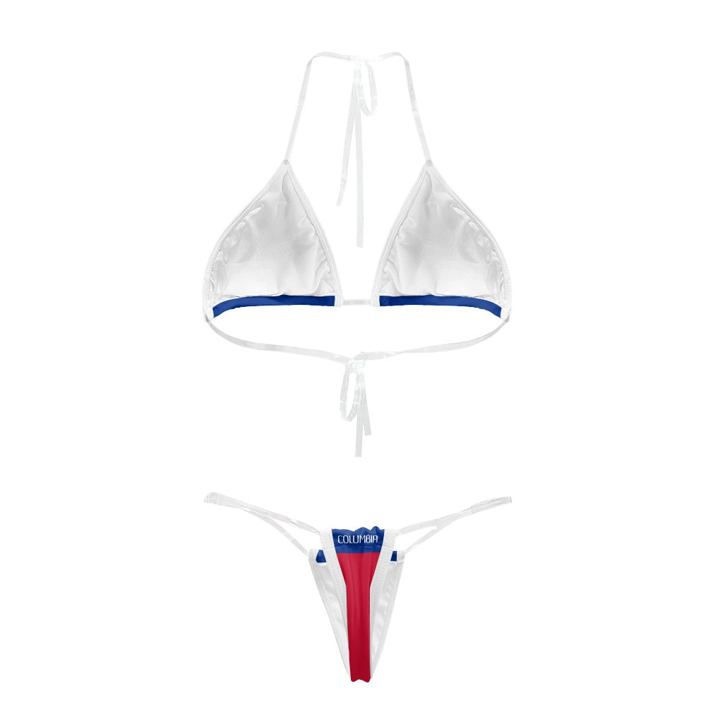 Colombia Flag Inspired Transparent String Thong Bikini