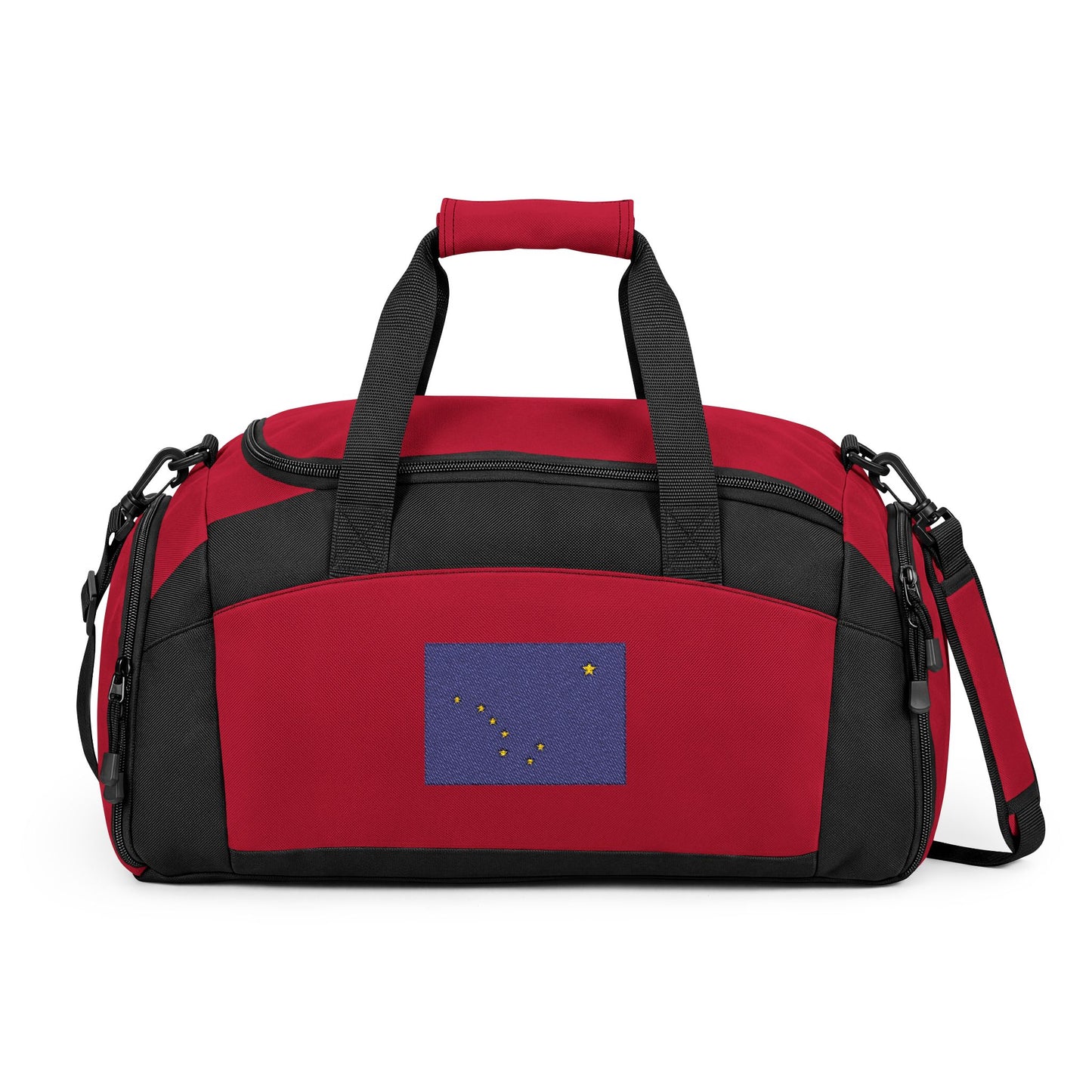 Alaska Flag Gym Bag — Black Duffle with Embroidered Alaska Flag