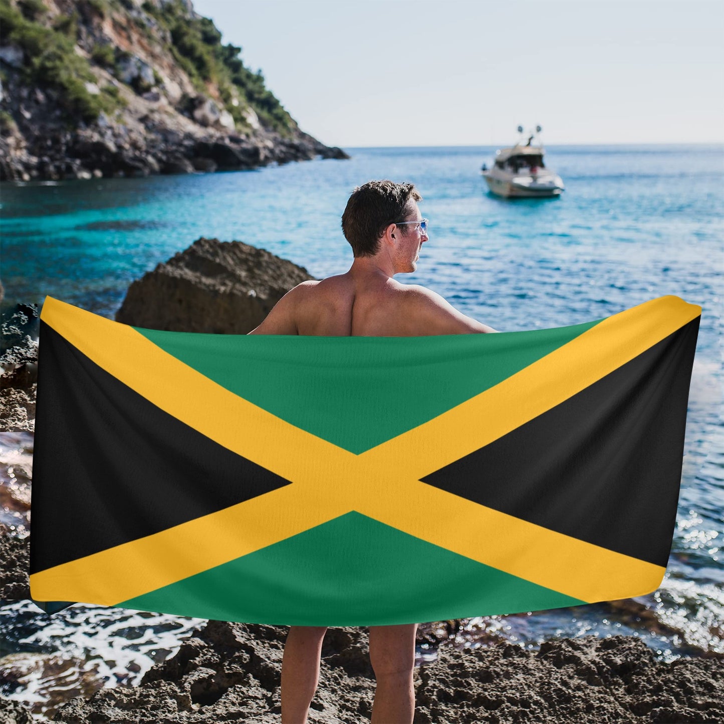 Jamaica Flag Inspired Beach Towel 31"x71" (Made in USA)