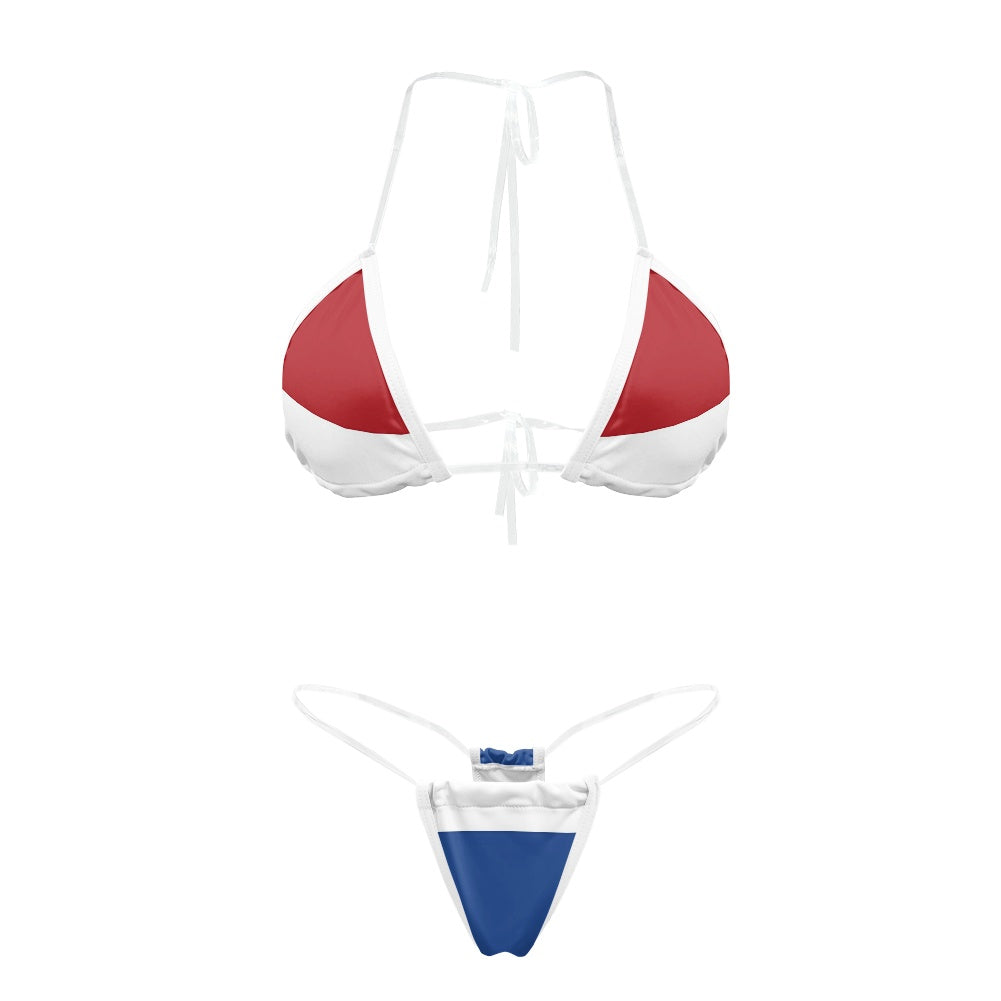 Netherlands Flag Inspired Transparent String Thong Bikini