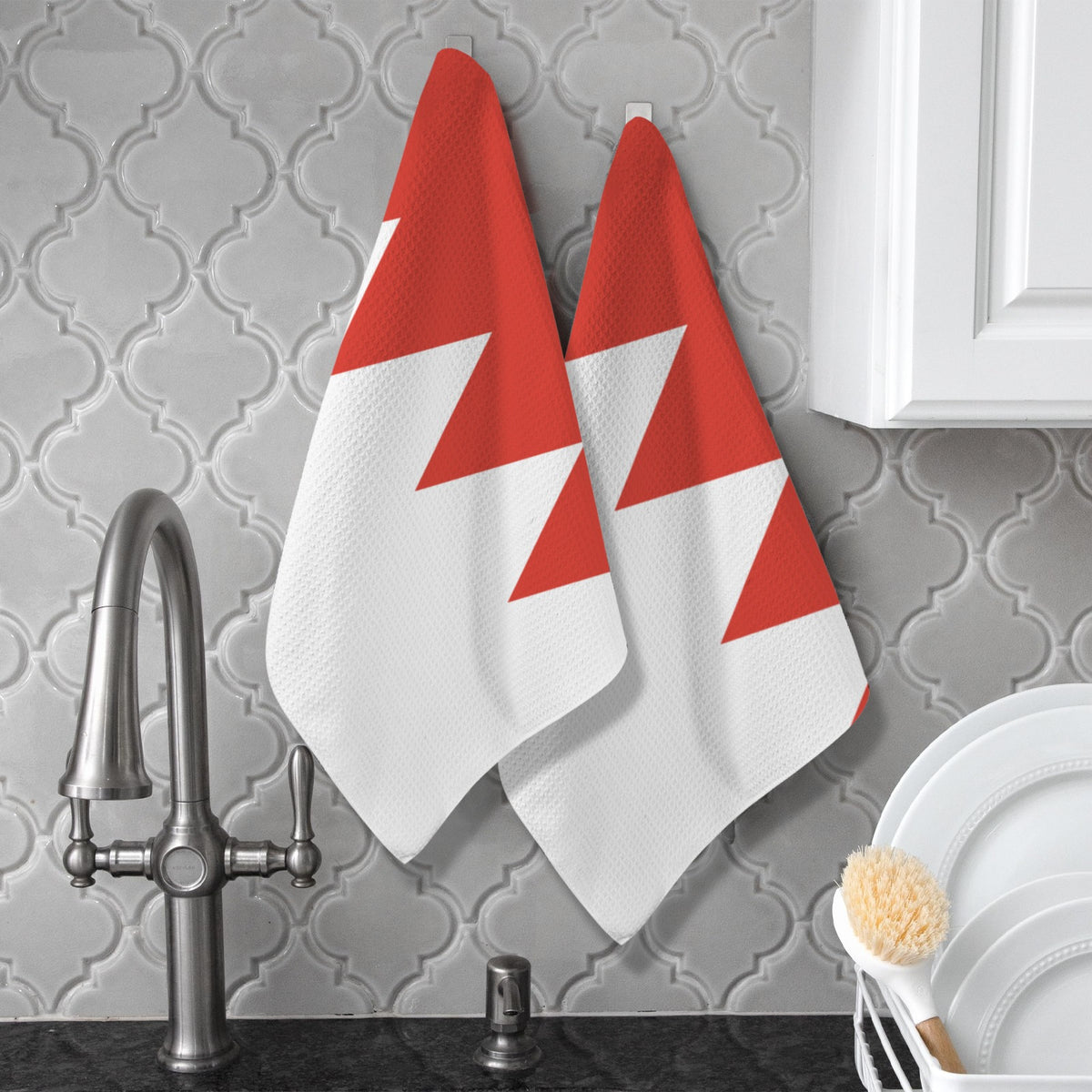 Bahrain Flag Inspired Kitchen Towel 40X60cm (Pack of 2) | Printed In the USA