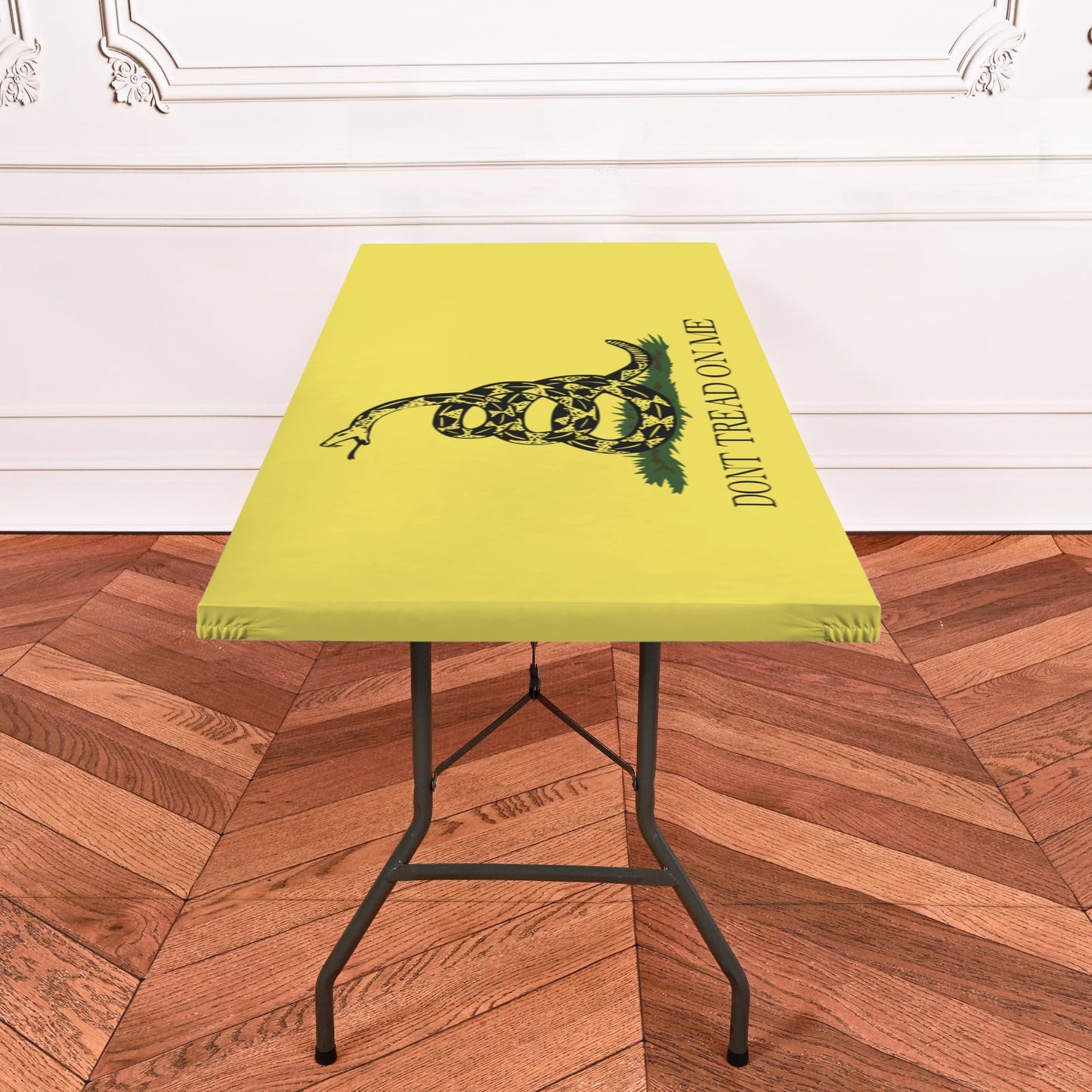 Gadsden Flag Inspired Custom Elastic Fitted Tablecloth 72x30 inch (Made in the USA)
