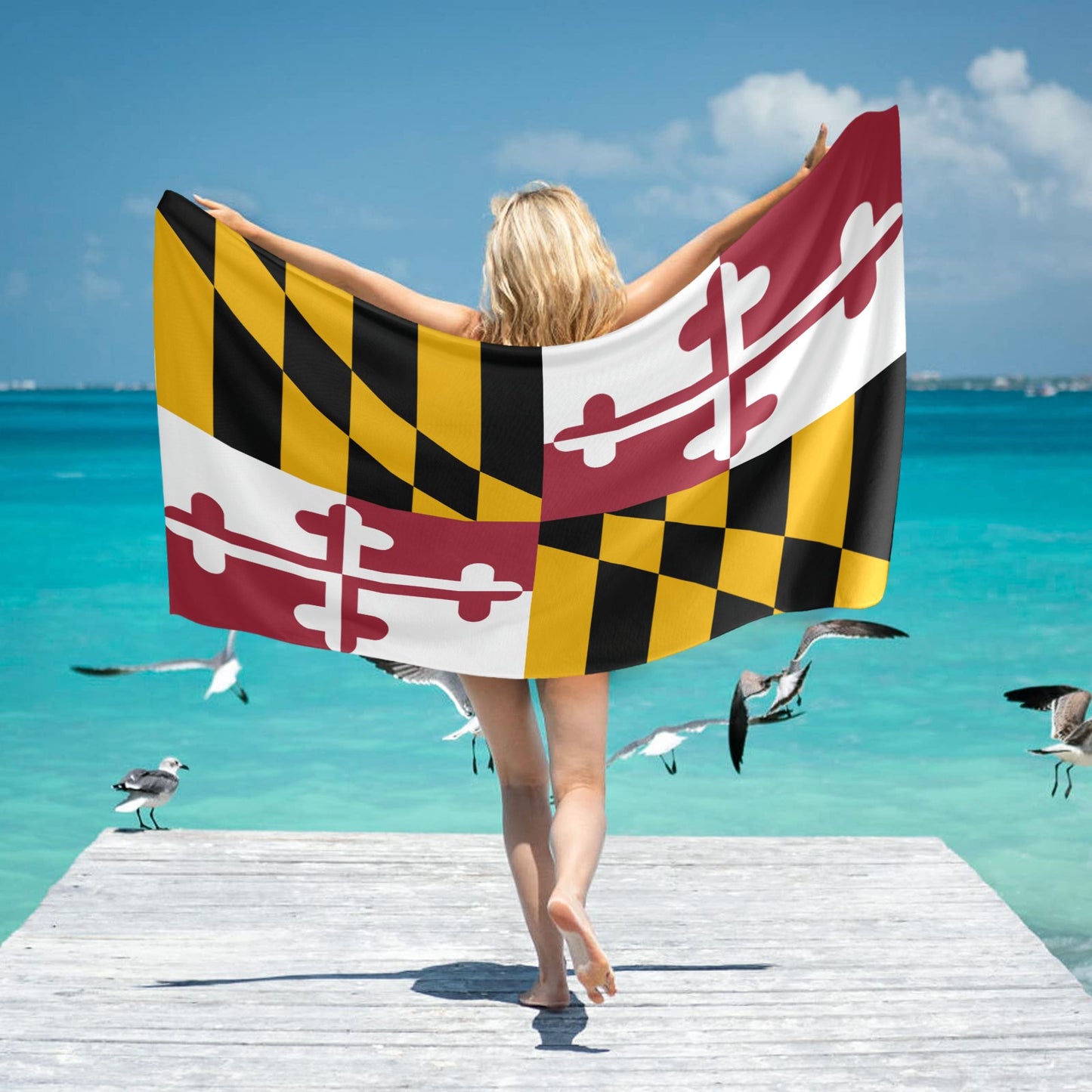 Maryland Flag Inspired Beach Towel 31"x71" (Made in USA)