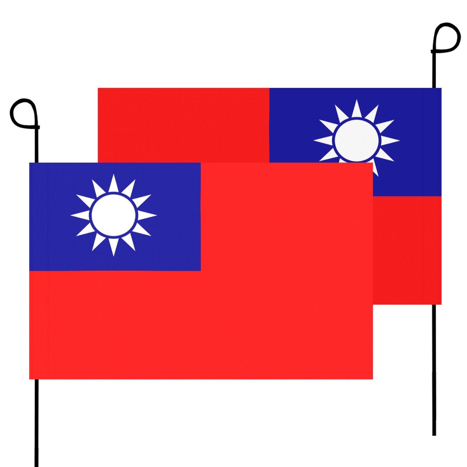 Two Taiwan flags by Luv My Flag on poles.