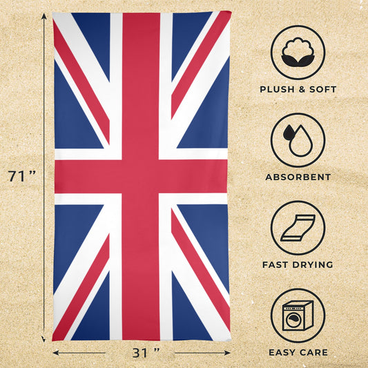 UK/Great Britain Flag Beach Towel 31"x71" (Made in USA)