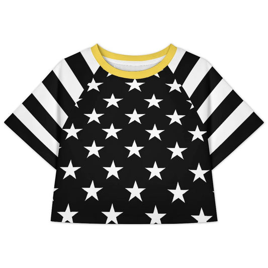 Thin Gold Line Flag Inspired Women's Cropped Shirt