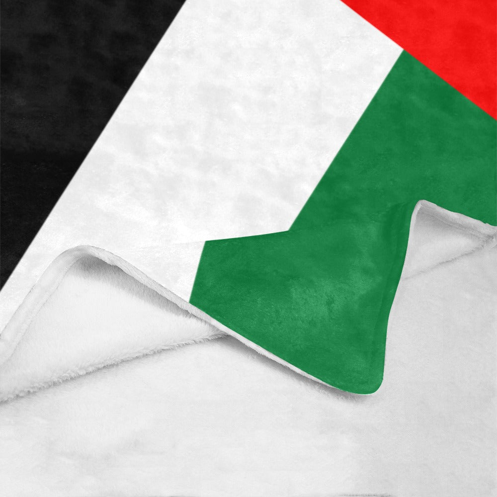 Luv My Flag blanket featuring Palestinian flag design, folded corner.