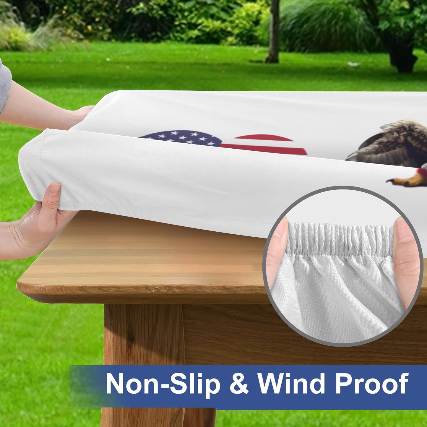USA/American Flag Eagle with Cape Picnic Table Cover (72" x 30") (Made in the USA)