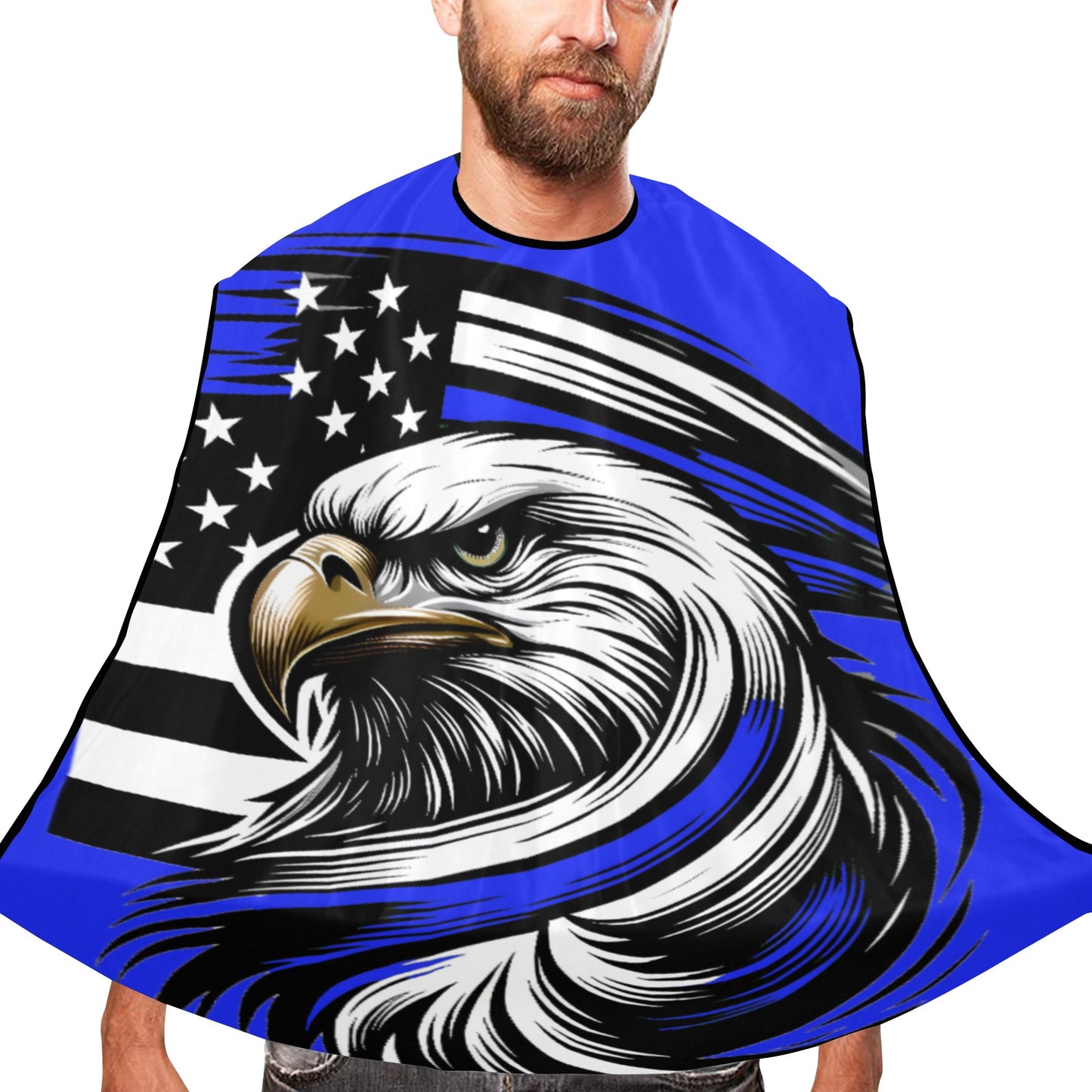 Thin Blue Line Flag Eagle Beard Bib Apron for Men Shaving & Trimming