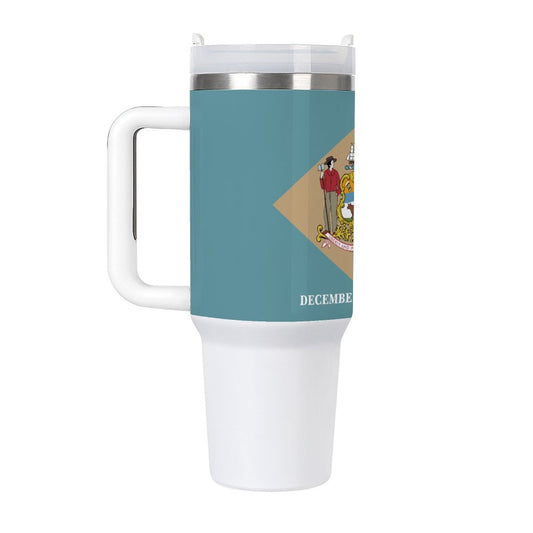 Delaware state flag travel tumbler.
