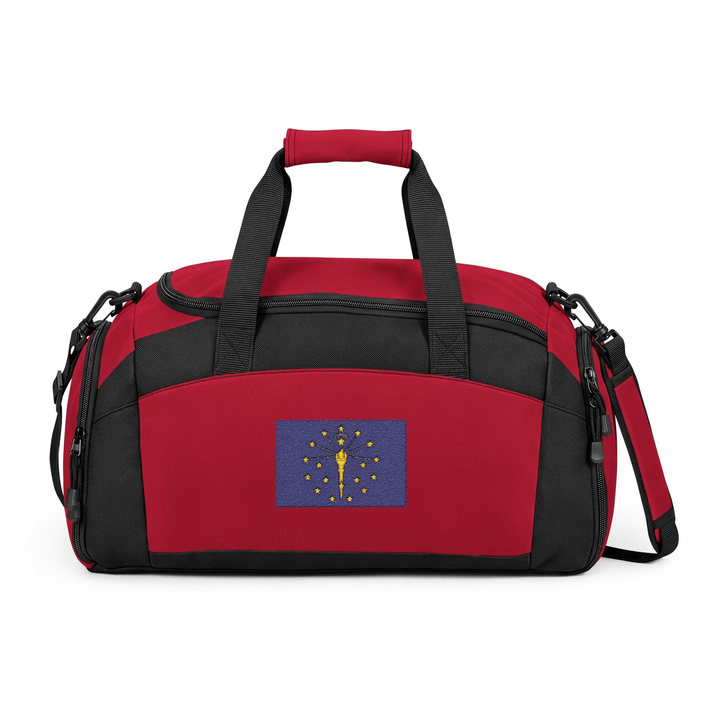 Indiana State Flag Gym Bag — Black Duffle with Embroidered Indiana State Flag