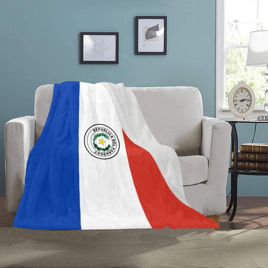 Luv My Flag blanket featuring Paraguayan flag on sofa.
