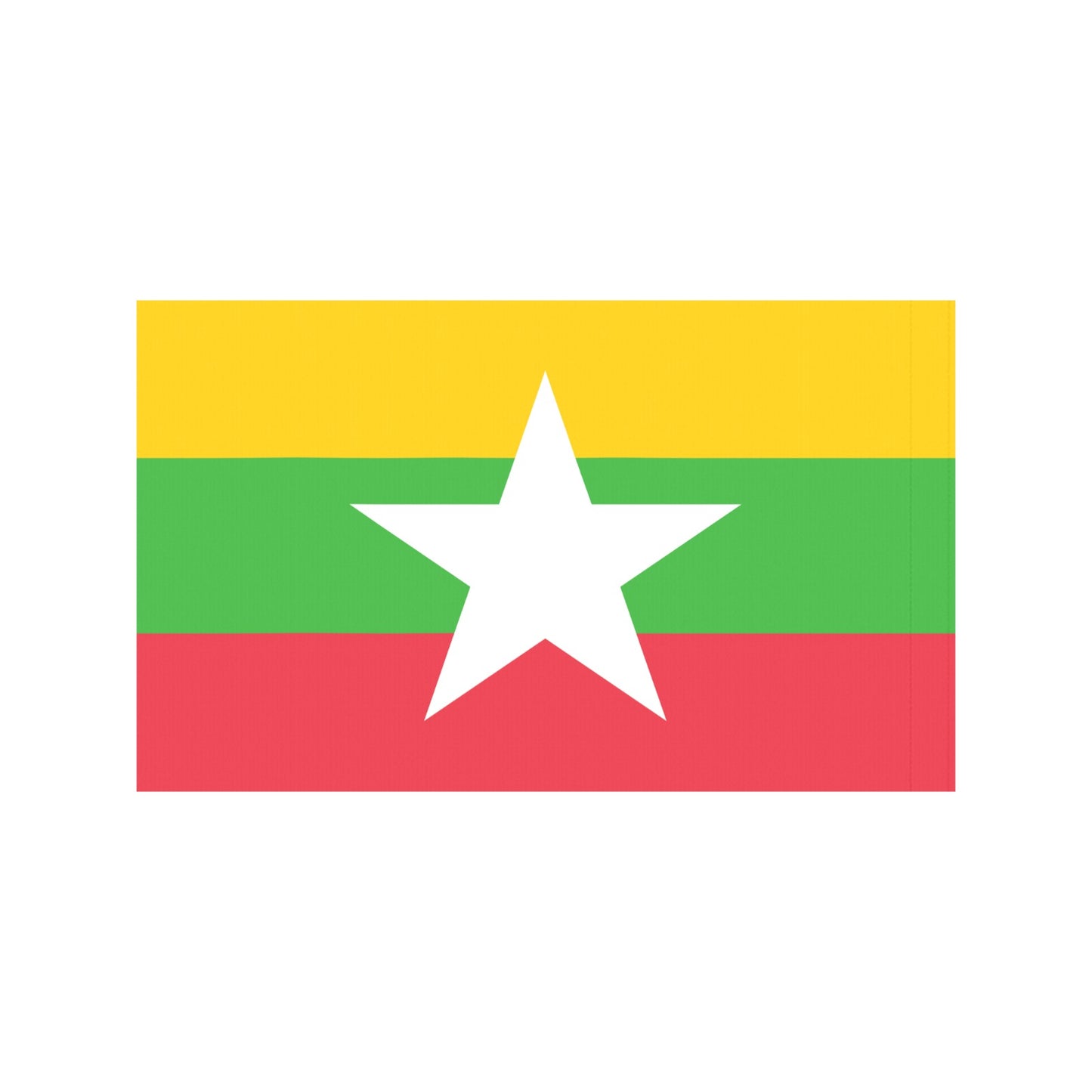 Myanmar flag featuring stripes and star, by Luv My Flag.