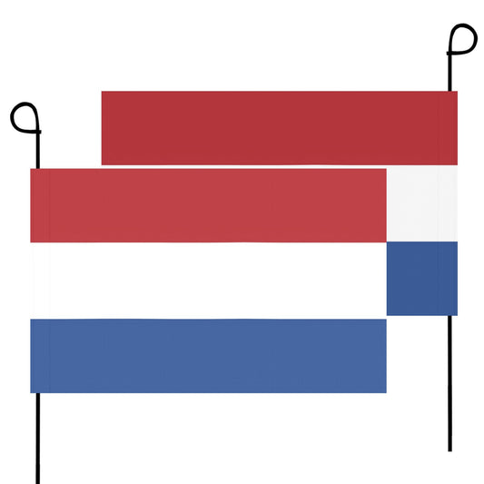 "Luv My Flag Netherlands flag with poles, red, white, blue."