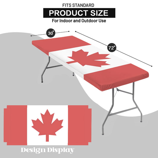 Canada Flag Inspired Custom Elastic Fitted Tablecloth 72x30 inch (Made in the USA)