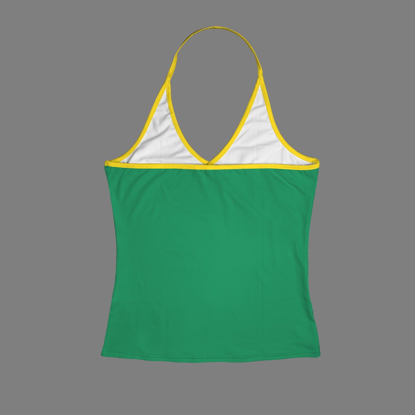 Brazil Flag Inspired V-neck Halter Open Back Tank Top