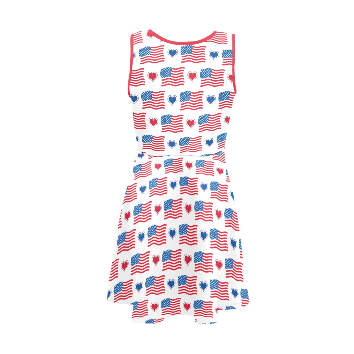 USA/American Flag Inspired Flag and Hearts Pattern Girls' Sleeveless Sundress| Ships from USA