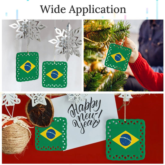 Brazil Flag Inspired Square Ceramic Ornament Made in the USA