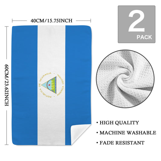 Nicaragua Flag Inspired Kitchen Towel 40X60cm (Pack of 2) | Printed In the USA