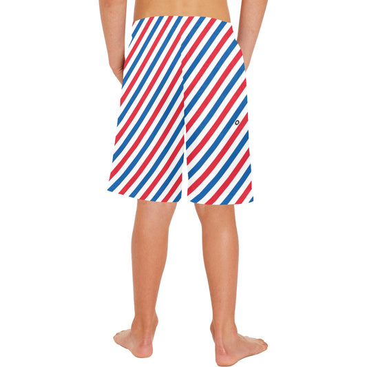 USA/American Flag Stripe Pattern Boys Beach Shorts