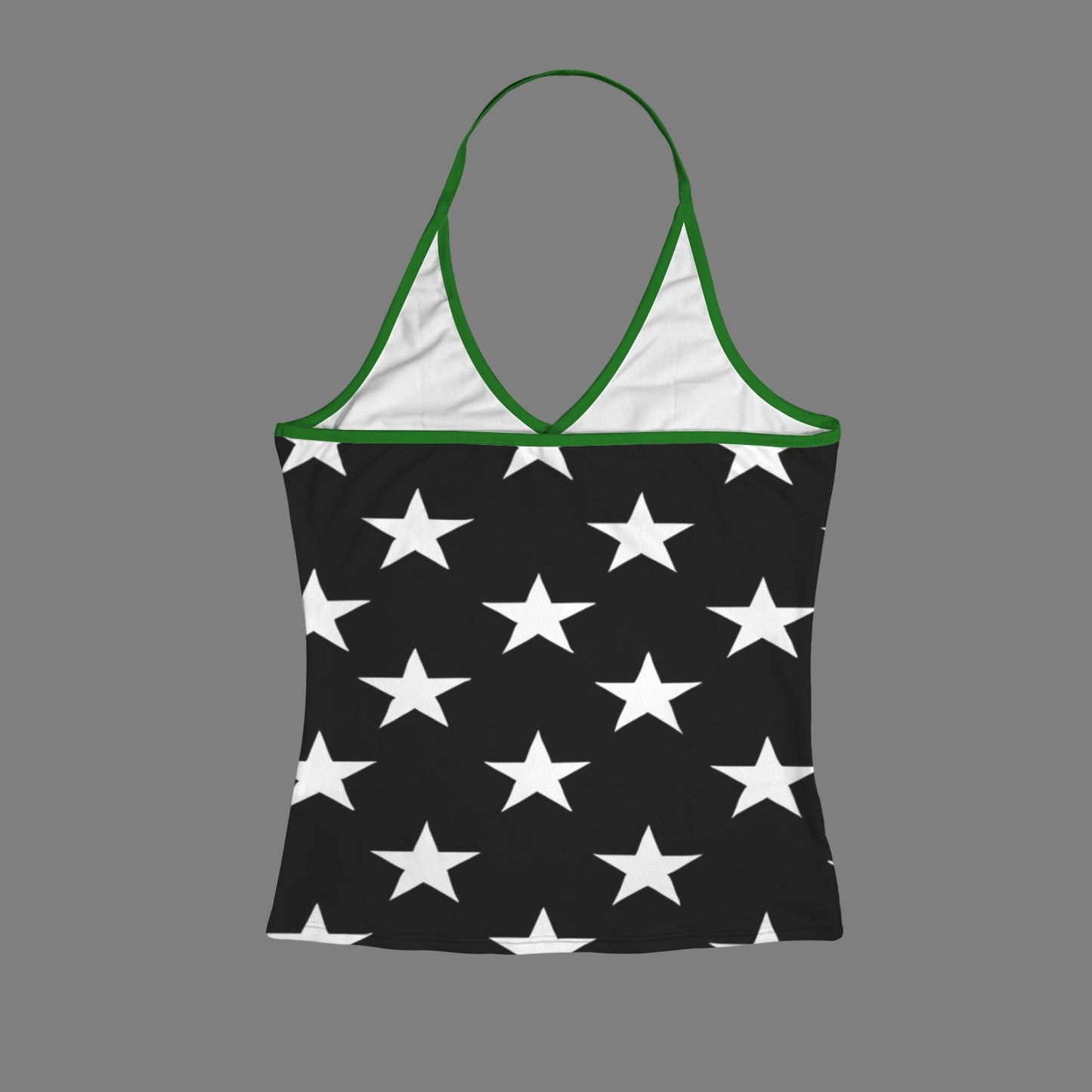 Thin Green Line Flag Inspired V-neck Halter Open Back Tank Top