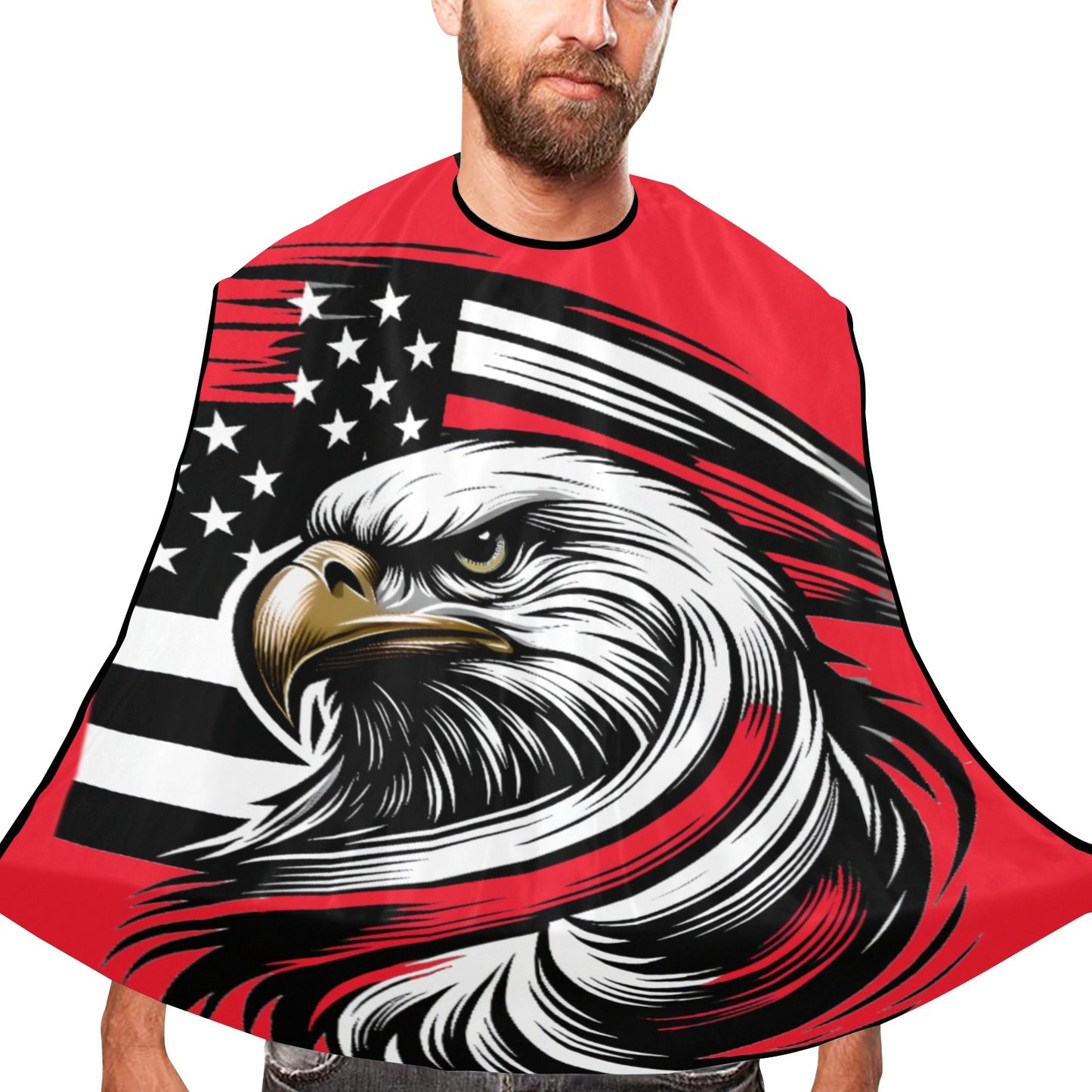 Thin Red Line Flag Eagle Beard Bib Apron for Men Shaving & Trimming