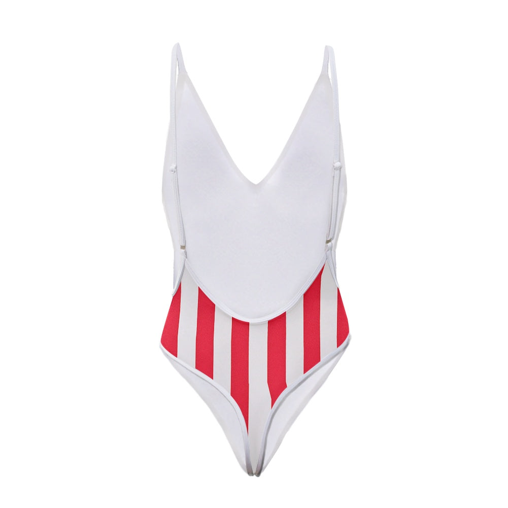 USA/American Flag Inspired One-Piece Thong Swimsuit Style-3