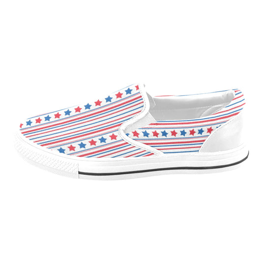USA/American Flag Inspired Stars & Stripes Pattern Men's Slip-on Canvas Shoes