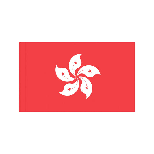 Red flag with white flower emblem by Luv My Flag.