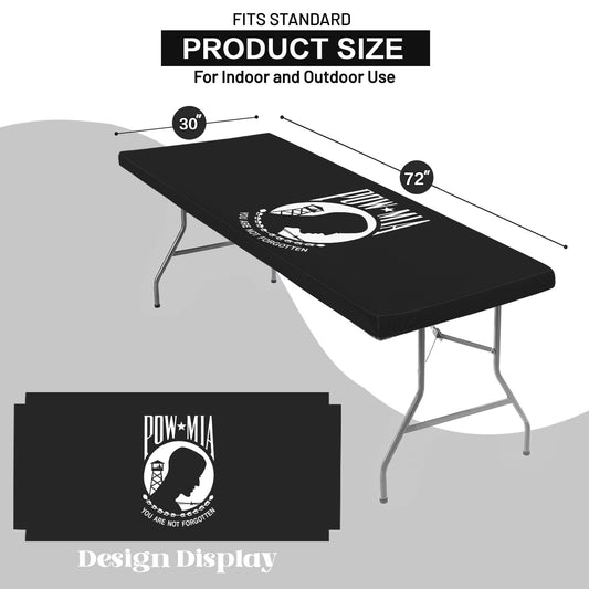 POW/MIA Flag Inspired Custom Elastic Fitted Tablecloth 72x30 inch (Made in the USA)