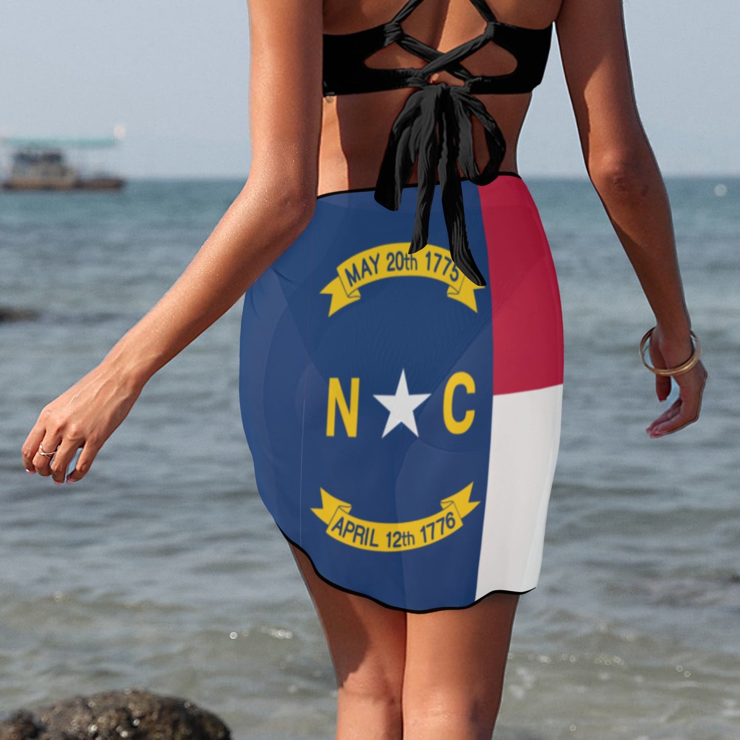 "Luv My Flag beachwear featuring North Carolina flag design."