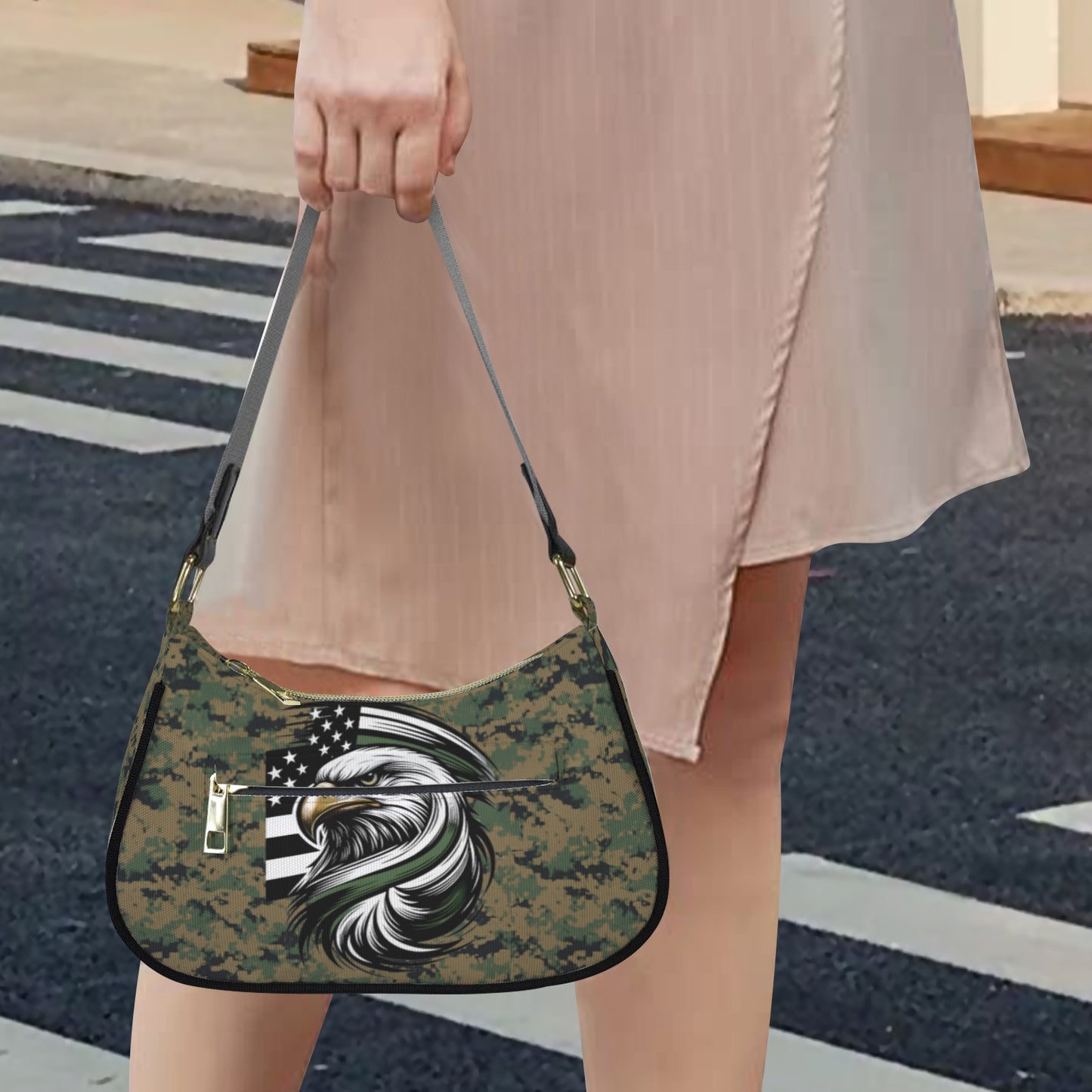 Thin Green Line Flag Inspired Eagle on Digital Camo Women's Shoulder Bag