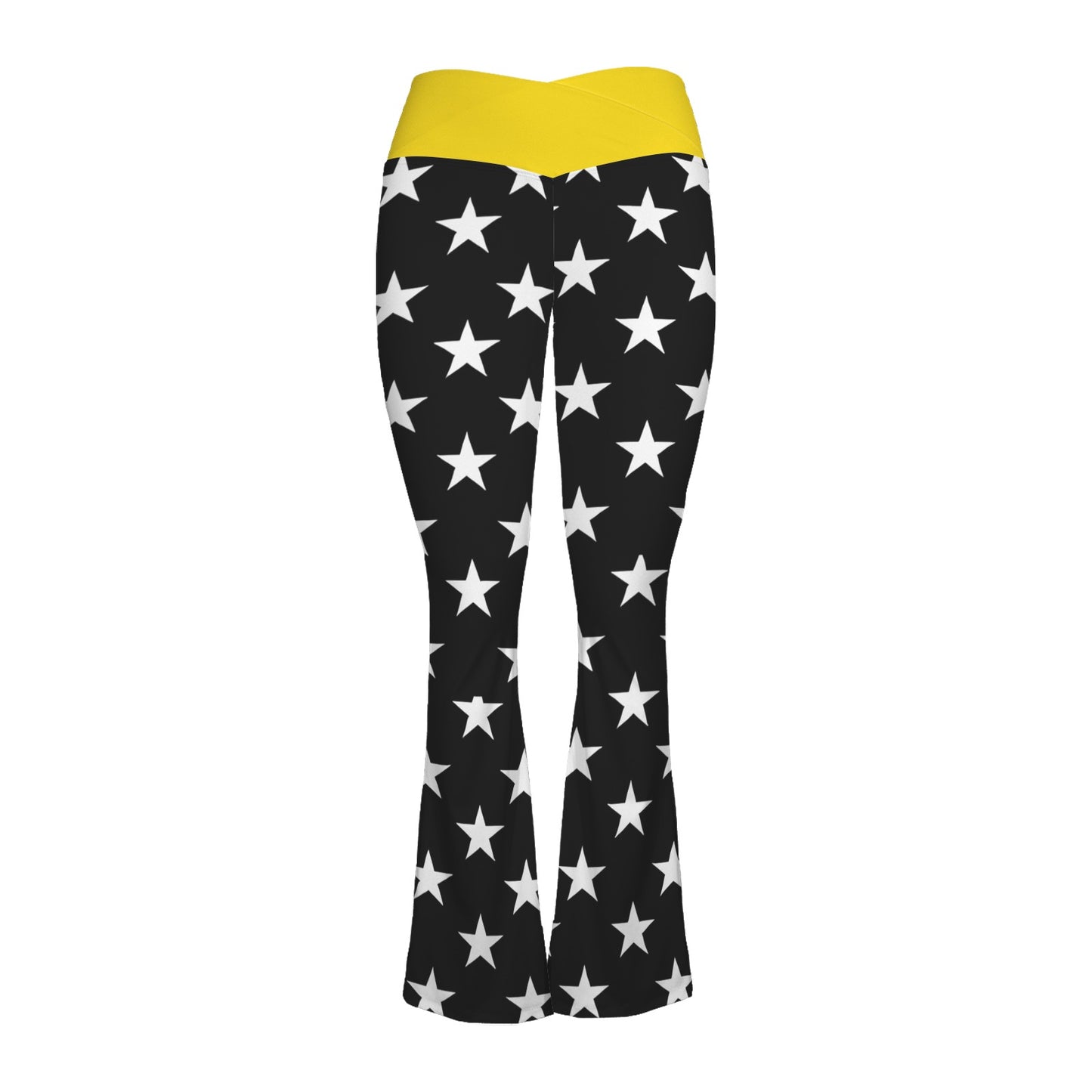 Thin Gold Line Flag Inspired Women's V-Crossover High Waisted Flare Leggings