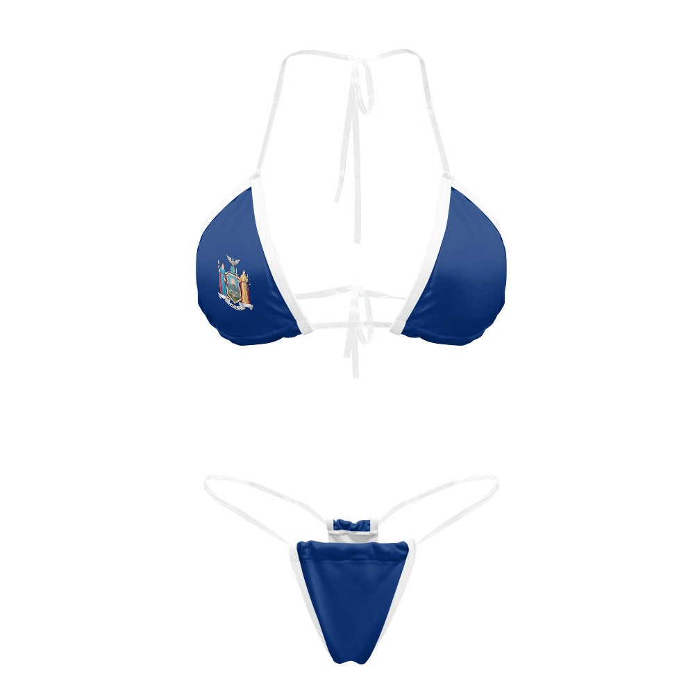 New York Flag Inspired Transparent String Thong Bikini